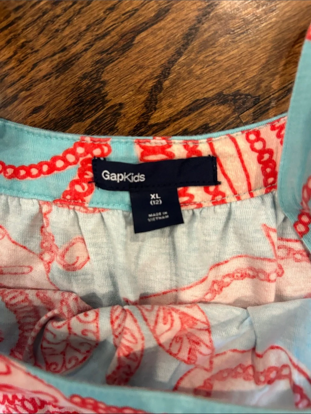 GAP Turquoise Dress with Coral Floral Print
